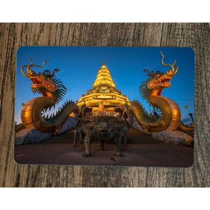 Chinese Dragons Buddhist Temple in Thailand 8x12 Metal Wall Sign Poster‎